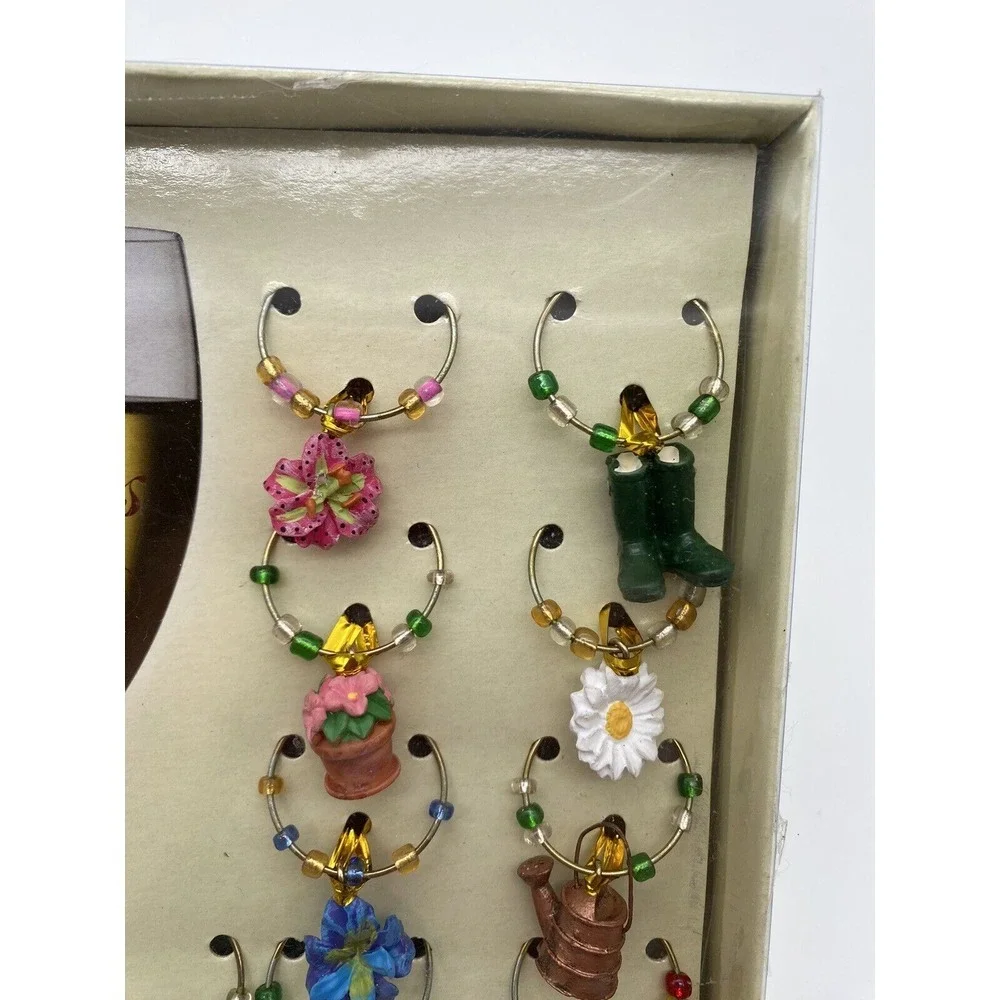 Boston Warehouse 12 WINE CHARM MARKERS‎ Gardening - NEW In Box